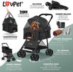 LOVPET® Hondenbuggy 2in1 Huisdieren - Wandelwagen - Zwart, Verzenden, Zo goed als nieuw