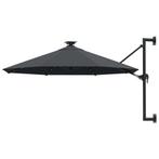 vidaXL Wandparasol met LEDs 300 cm antracietkleurig, Tuin en Terras, Parasols, Verzenden, Nieuw, 3 tot 4 meter, Muurparasol