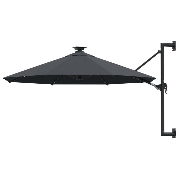 vidaXL Wandparasol met LEDs 300 cm antracietkleurig, Tuin en Terras, Parasols, Muurparasol, Nieuw, 3 tot 4 meter, Verzenden
