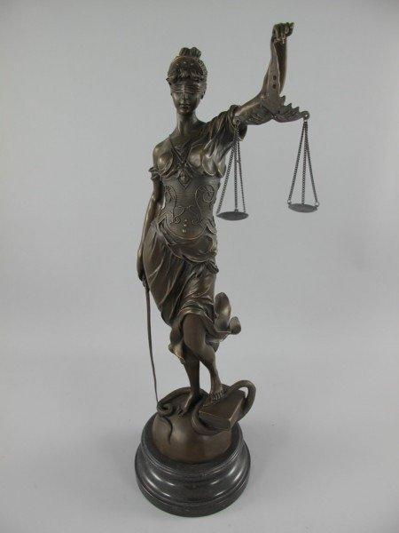 sculptuur, Bronzen beeld van Vrouwe van Justitie - 65 cm -, Antiek en Kunst, Curiosa en Brocante