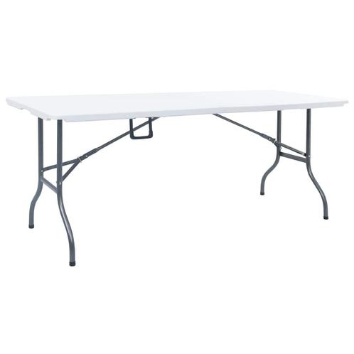 vidaXL Tuintafel inklapbaar 180x72x72 cm HDPE wit, Tuin en Terras, Tuintafels, Nieuw, Metaal, Verzenden