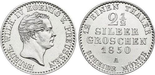 2 1/2 zilvergroschen 1850 A Brandenburg-Preussen Pruisen..., Postzegels en Munten, Munten | Europa | Niet-Euromunten, Verzenden