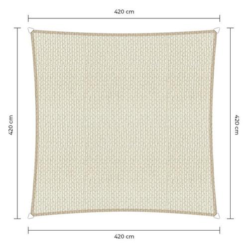 Vierkante schaduwdoek - Ivoor - Waterdoorlatend - 4,2 x 4,2, Tuin en Terras, Schaduwdoeken, Ophalen of Verzenden