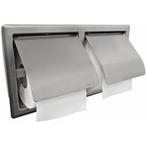 Wiesbaden Sunk Dubbele Inbouw Toiletrolhouder met Klep - RVS, Ophalen of Verzenden, Nieuw