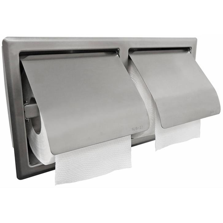 Wiesbaden Sunk Dubbele Inbouw Toiletrolhouder met Klep - RVS, Huis en Inrichting, Badkamer | Badtextiel en Accessoires, Nieuw