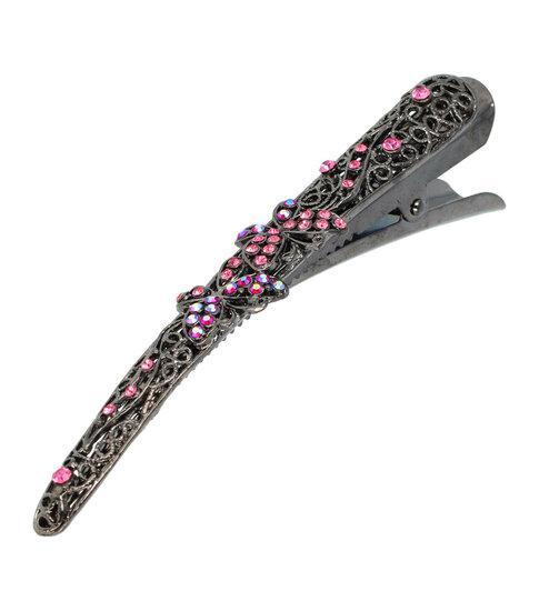 Duckklem Opengewerkt Steentjes Vlinder Fantasie 13cm Zwar..., Sieraden, Tassen en Uiterlijk, Uiterlijk | Haarverzorging, Verzenden