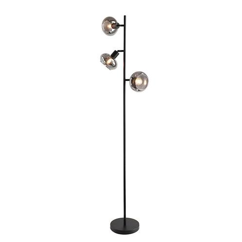 Design vloerlamp Skip, zwart met rookglas, Huis en Inrichting, Lampen | Vloerlampen, Nieuw, Glas, 150 tot 200 cm, Ophalen of Verzenden