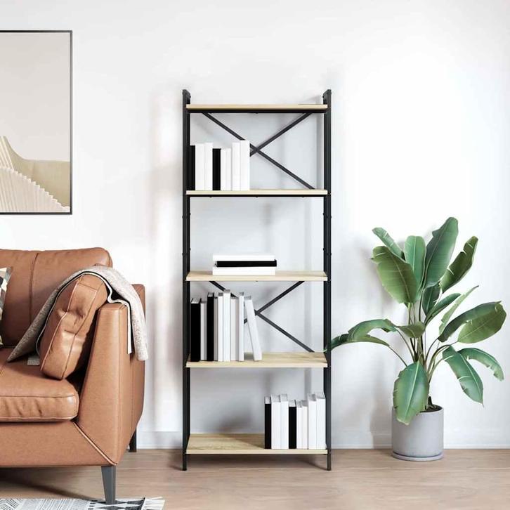 vidaXL Boekenkast Sonoma eiken 60 x 30 x 153 cm Bewerkt hout, Huis en Inrichting, Kasten | Boekenkasten, Nieuw, Minder dan 50 cm