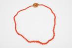 Een bloedkoralen collier met 18k geelgouden slot (ca. 1940), Sieraden, Tassen en Uiterlijk, Kettingen, Gebruikt