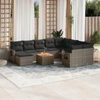 vidaXL 11-delige Loungeset met kussens poly rattan grijs, Verzenden, Nieuw, Rotan, Loungeset