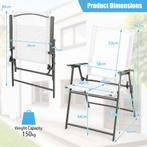 2dekans | Coast 4-Delige Opvouwbare Tuinstoelen Hoge Stoelen, Ophalen of Verzenden, Zo goed als nieuw