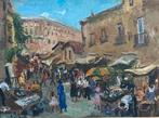 Europese school (XX) - Marktplein in Italie, Antiek en Kunst, Kunst | Schilderijen | Klassiek