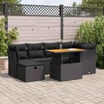 vidaXL 7-delige Loungeset met kussens poly rattan acacia, Tuin en Terras, Tuinsets en Loungesets, Verzenden, Nieuw, Rotan, Loungeset