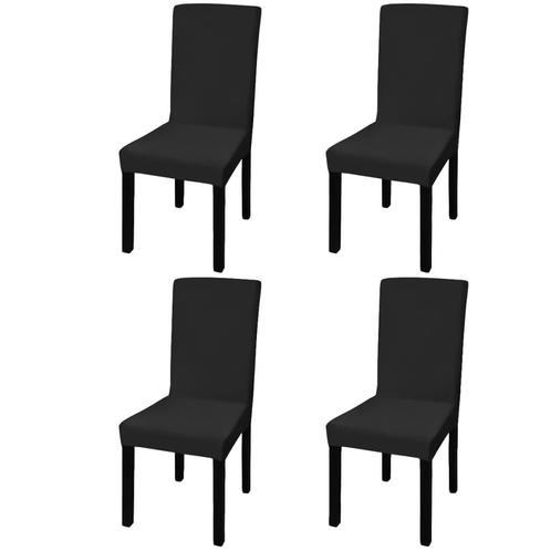vidaXL Stoelhoezen 4 st stretch recht zwart, Tuin en Terras, Tuinmeubel-accessoires, Nieuw, Verzenden