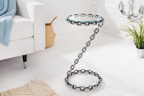 Design bijzettafel CHAINS 35cm zilver handgemaakt metalen, Huis en Inrichting, Tafels | Sidetables, Ophalen of Verzenden