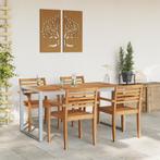 vidaXL Tuintafel 160x80x75 cm staal en massief acaciahout, Verzenden, Nieuw, Metaal