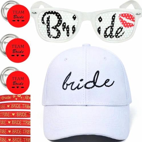 Vrijgezellenfeest set met bril, cap, buttons en armbanden, Hobby en Vrije tijd, Feestartikelen, Geboorte of Huwelijk, Nieuw, Feestartikel