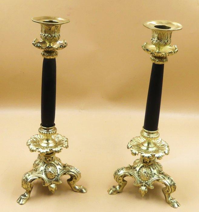 Taperstick (kleine blaker met een dunne pijp) (2) - Brons, Antiek en Kunst, Antiek | Overige Antiek