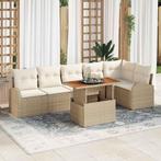 vidaXL Tuin Sofa Set met kussen 7 pcs beige en crèmekleurig, Verzenden, Nieuw, Rotan