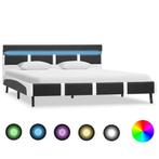 vidaXL Bedframe met LED kunstleer grijs 140x200 cm, Overige materialen, Verzenden, 140 cm, 200 cm