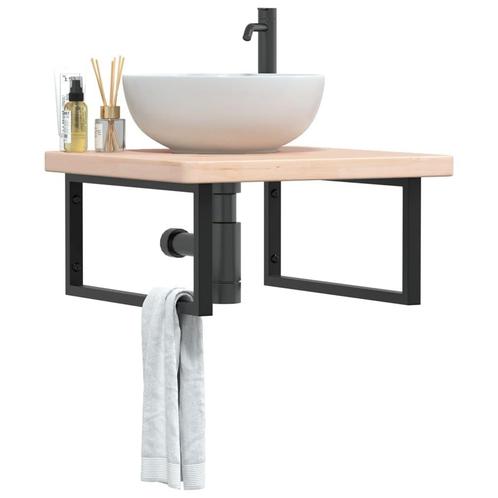vidaXL Badkamer wandschap staal en massief eikenhout, Huis en Inrichting, Tafels | Kaptafels, Nieuw, Verzenden