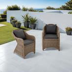 2 luxe wicker fauteuils met kussens - natuur, Verzenden, Nieuw