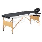 vidaXL Massagetafel inklapbaar 3 zones hout zwart en wit, Sport en Fitness, Massageproducten, Verzenden, Nieuw