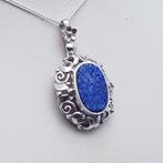 Zilver, Art Deco, Lapis Lazuli - Ketting met hanger