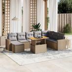 vidaXL 9-delige Loungeset met kussens poly rattan beige, Tuin en Terras, Tuinsets en Loungesets, Verzenden, Nieuw, Rotan, Loungeset