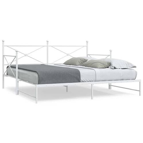 vidaXL Slaapbank met onderschuifbed zonder matras 100x200 cm, Huis en Inrichting, Slaapkamer | Bedden, 100 cm, 200 cm, Wit, Eenpersoons