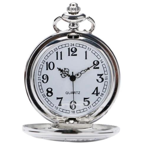 Fako® - Zakhorloge - XXL - Geo - Ø 47mm - Zilverkleurig, Sieraden, Tassen en Uiterlijk, Horloges | Heren, Verzenden
