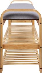 Bankje - Arch Double Shelf - Bamboe - Grijze stof, Verzenden, Nieuw