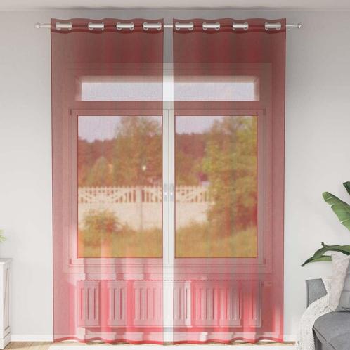vidaXL Gordijnen voile met doorvoertules 2 st wijnrood, Huis en Inrichting, Stoffering | Gordijnen en Lamellen, Rood, Nieuw, Verzenden