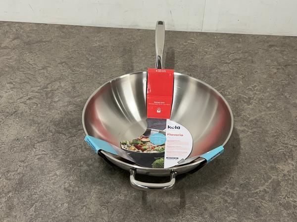 Veiling - Kela wokpan met handvat ø32cm Flavoria rvs, Huis en Inrichting, Keuken | Potten en Pannen
