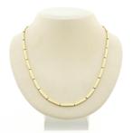 Gouden staafjes schakelcollier; 46,5 cm (Ketting), Sieraden, Tassen en Uiterlijk, Kettingen, Ophalen of Verzenden, Gebruikt, Overige kleuren
