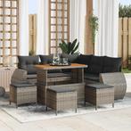 vidaXL Tuin Sofa Set met kussen 9 pcs Grijs 110 x 55 x 71 cm, Verzenden, Nieuw, Rotan