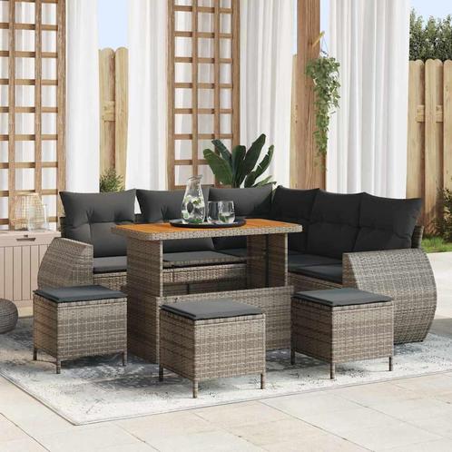 vidaXL Tuin Sofa Set met kussen 9 pcs Grijs 110 x 55 x 71 cm, Tuin en Terras, Tuinsets en Loungesets, Nieuw, Rotan, Verzenden