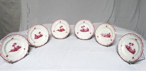 Gien - Schotel (6) - Paysages roses - Aardewerk - GIEN. 6, Antiek en Kunst, Antiek | Meubels | Tafels