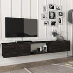 [en.casa] Tv-meubel Paltamo zwevend 180x31x29,5 cm eiken zwa, Huis en Inrichting, Kasten | Ladekasten, Nieuw, Verzenden