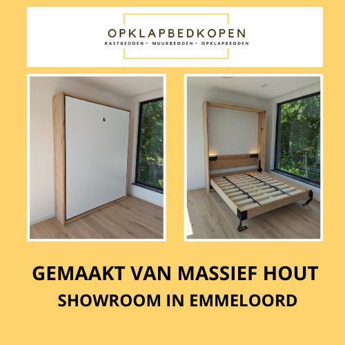 Opklapbed 2 persoons | Massief hout | Kastbed | Bedkast, Huis en Inrichting, Slaapkamer | Bedden, Nieuw, Hout, Ophalen of Verzenden