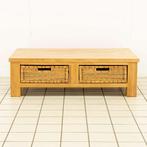 Houten Salontafel met Rieten Lades, Huis en Inrichting, Tafels | Salontafels, Ophalen of Verzenden, Nieuw