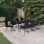 vidaXL 9-delige Tuinset zwart, Nieuw, 8 zitplaatsen, Tuinset, Verzenden