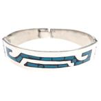 Zilveren armband met emaille mozaïek; Mexico | Ø 62 mm, Sieraden, Tassen en Uiterlijk, Ophalen of Verzenden, Gebruikt, Overige kleuren