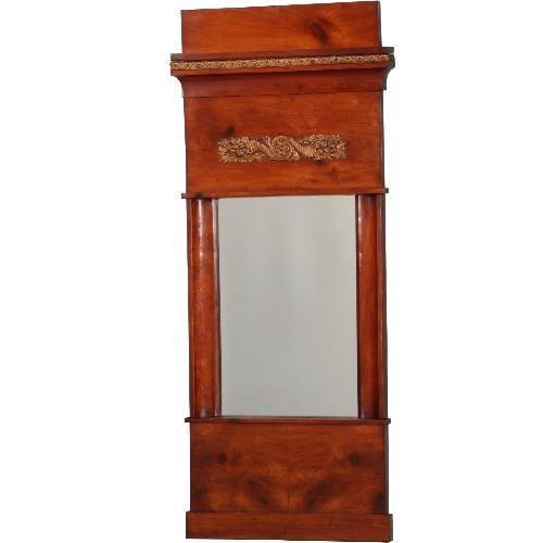 Vroeg Biedermeier spiegel met dubbele kap en brons beslag c, Antiek en Kunst, Antiek | Spiegels, Ophalen of Verzenden