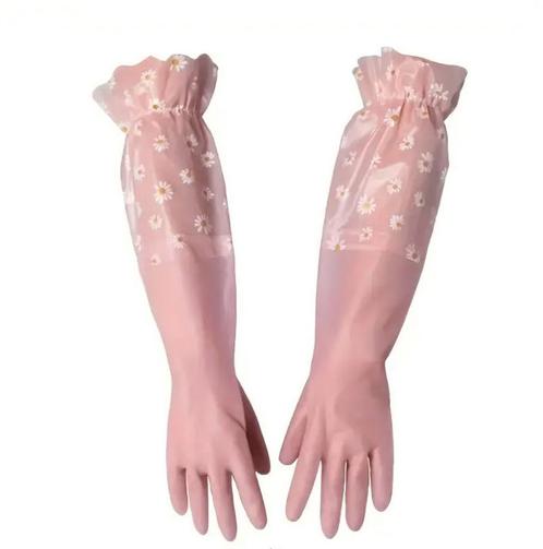 Roze Handschoenen met Bloemen, Huis en Inrichting, Schoonmaakartikelen, Verzenden