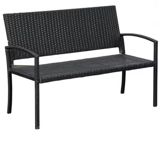 Set van 2 Tuinbanken Zwart Staal - Buitenbanken Balkon Terra, Tuin en Terras, Tuinbanken, Nieuw, Verzenden