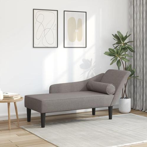 vidaXL Chaise longue met kussens stof taupe, Huis en Inrichting, Banken | Sofa's en Chaises Longues, Nieuw, Verzenden