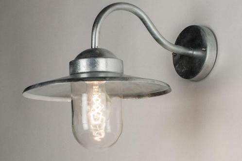 Rietveld Wandlampen - Zink - Glas, Metaal, Zink, Gegalvanise, Huis en Inrichting, Lampen | Wandlampen, Verzenden