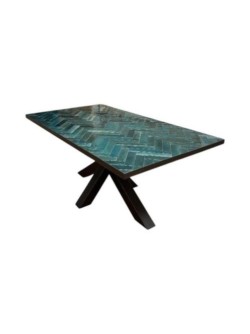 Blauw visgraat eettafel, Huis en Inrichting, Tafels | Eettafels, Nieuw, Ophalen of Verzenden