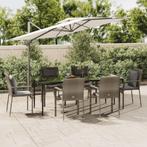 vidaXL 7-delige Tuinset met kussens poly rattan zwart en, 6 zitplaatsen, Nieuw, Tuinset, Verzenden
